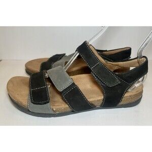 Earth Origins Orlene Sandals Womens 9W Black Leather Comfort Wide Strap